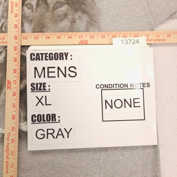 DOM Wolf Close Graphic Short Sleeve T Shirt Mens Size Extra Large XL Gray - Picture 7 of 9